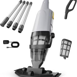 Cordless Pool Vacuum for Above Ground Pools, Rechargeable Battery Pool Vacuums  Pole up to 87"