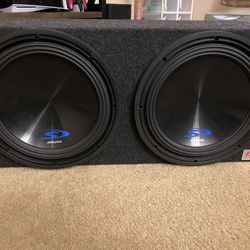 2 Alpine 10” Subs In Box With Cerwin Vega Amp