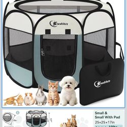 Siedihit Dog Cat Playpen, Puppy Pet Playpen Indoor For Small Dog Crate Tent Cage Outdoor, Portable Pop Up Dogs Enclosure Kennel With Carrying Case For