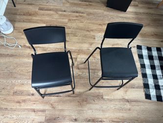 Set of 2 Black Metal Dining Chairs