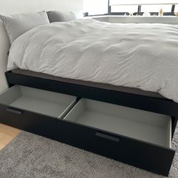 Excellent Queen Ikea Brimnes Storage Bed Frame with 4 Drawers and Sleep Innovations Mattress