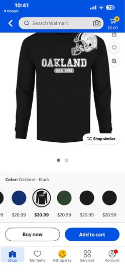 Men’s 2X Long Sleeve Oakland Raiders Shirt-Black-NEW