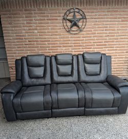 Leather 2 Reclining Sofa with fold down cup holders
