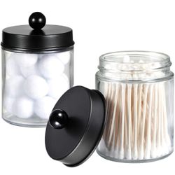 Apothecary Jars Bathroom Storage Organizer - Cute Qtip Dispenser Holder Vanity Canister Jar Glass with Lid for Cotton Swabs,Rounds,Bath Salts,Makeup S