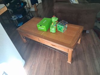 Oak Wood Coffee Table with Drawers
