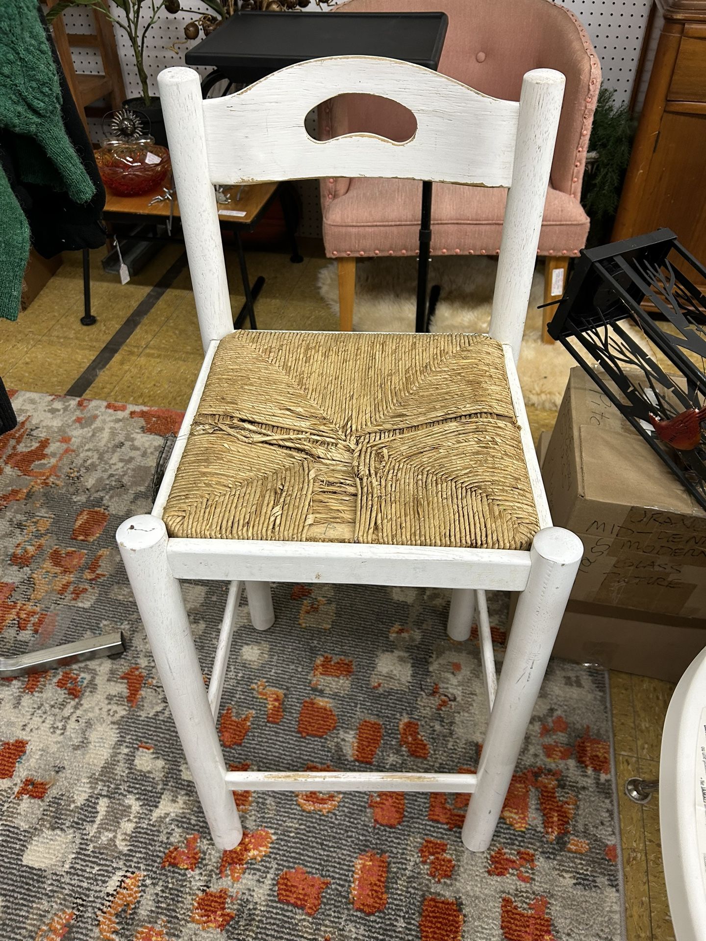 White Wooden Small Desk Bar Chair 