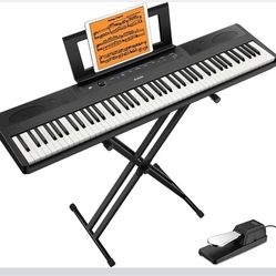 Digital Piano Ultrathin Donner DEP-45, Beginner Electric Piano Keyboard with 88 semi-weighted Keys, Full Size Portable Electronic Keyboard Piano with 