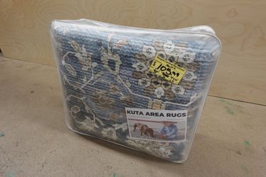KUTA 9′ x 12′ Vintage Washable Area Rug, Blue Gray Beige