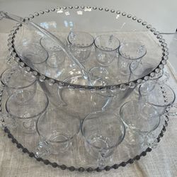 Vintage Candle, Wick Glass Punch Bowl Set