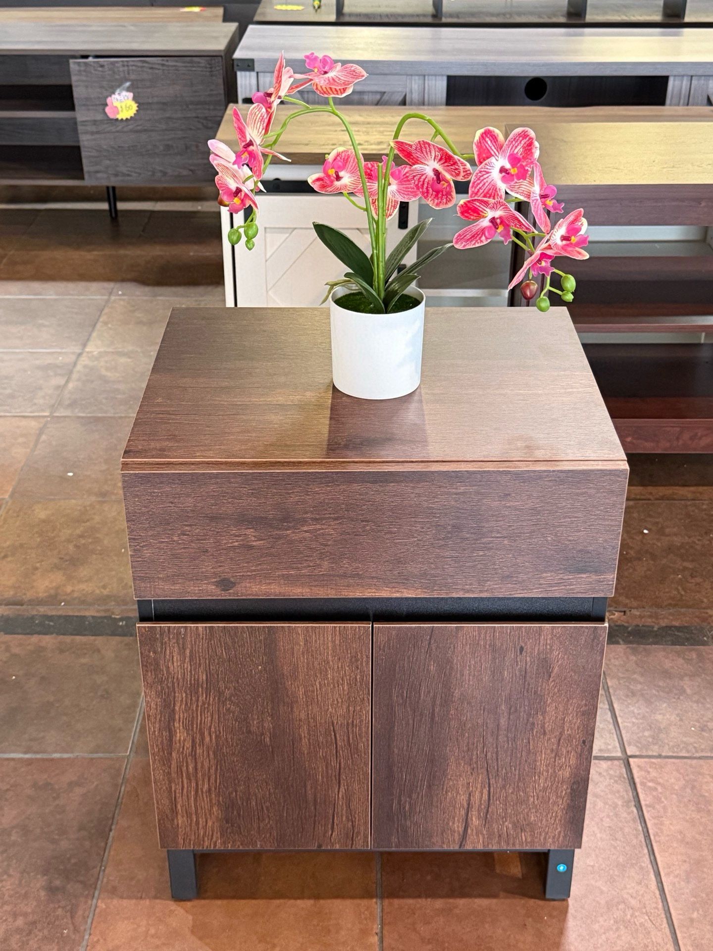 🔥Special Discount 🔥Modern Side Table with 1 Drawer and 1 Storage, Farmhouse Sofa Table, Wooden Rustic Side Sofa Table, Nightstand with Metal Legs fo