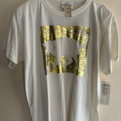 NWT Vintage Cat T Shirt Men’s XL One Size Fits All Scribbles White Gold Foil 