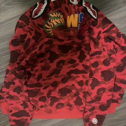Red bape hoodie large 