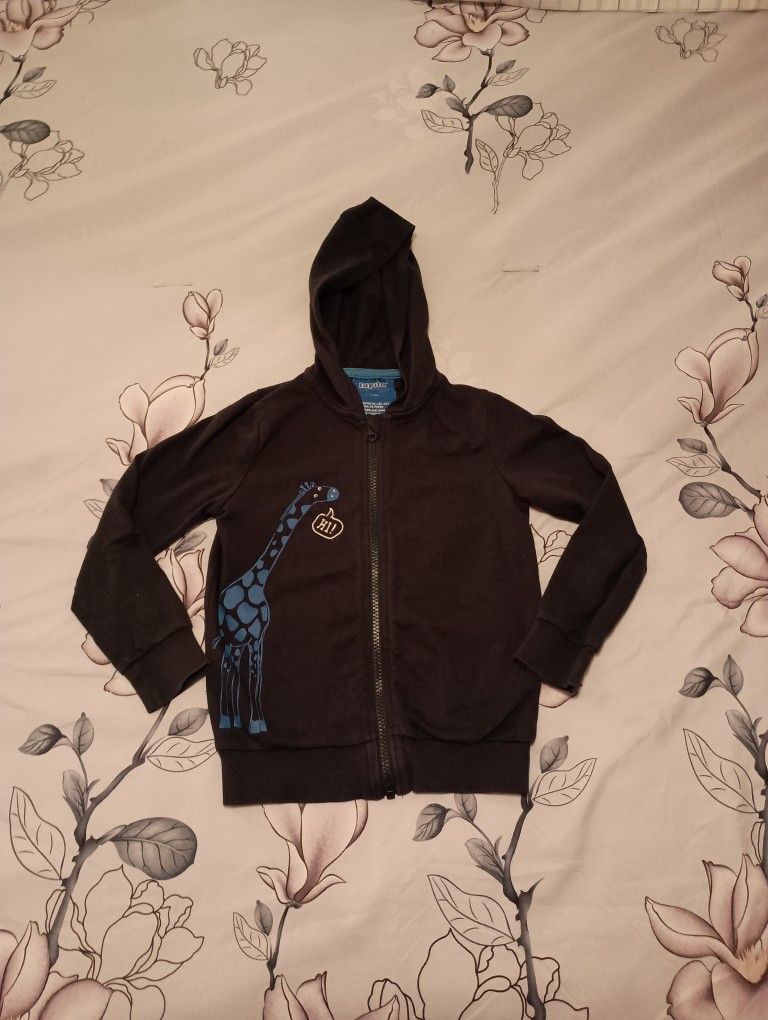 Kids Lupilu Navy Blue Hoodie Zip-Up Jacket with Giraffe Print 4-6Y