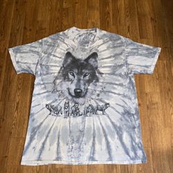 VTG Liquid Blue Tie Dye FOX Shirt, Size: X-Large