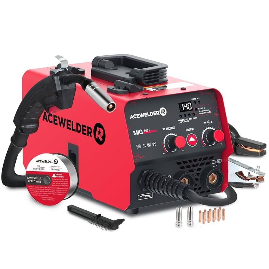 140A Gasless Flux Core MIG Welder/Lift TIG/Stick 3 in 1 Welding Machine 110V Portable IGBT Inverter Synergy Welder Machine