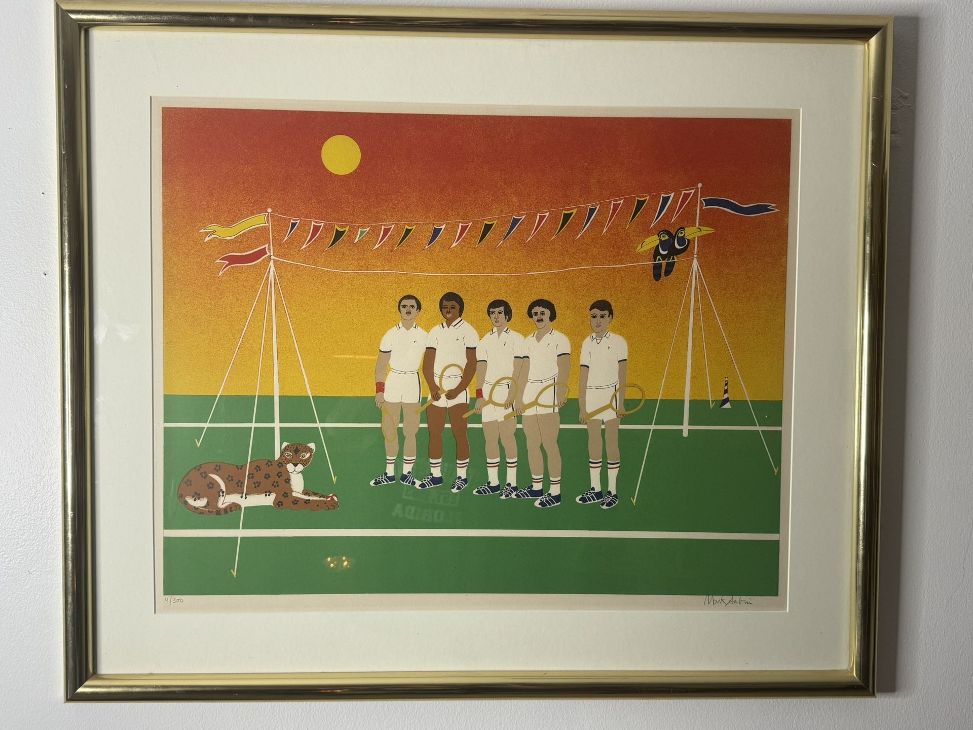 Mark Sabin The Visiting Team Vintage Rare Art Serigraph