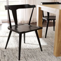 4 Dining Chairs Solid Oak Wood 