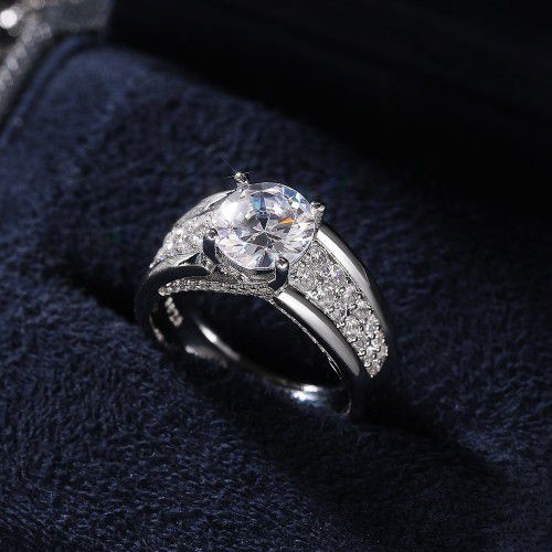 "Luxury Round Diamond Shiny CZ Dainty Wedding Ring for Women, K792
 