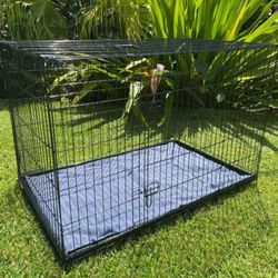 New In Box 48" Xxxl Dog Crate Up To 125lbs 2 Door Foldable Portable Dog Kennel With Tray. Animal Cage Pet Anxiety Crate Jaulas De Mascota Nuevos