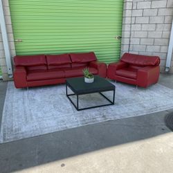 *Free Delivery* Vintage Italian Mid Century Modern Leather Couch Sofa Chair Set