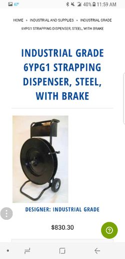 INDUSTRIAL GRADE Steel straping dispenser w/brakes