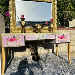 Vintage Table With Biggest Gold Mirror 