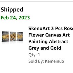 3 Piece Gold And Grey Wall Art 