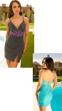 New With Tags Vienna Hot Stone Fringe Short Formal Dress & Homecoming Dress $69.99