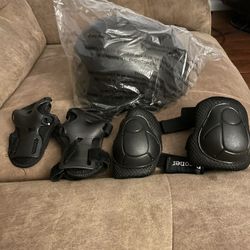 Bosoner Kids black adjustable helmet, knee pads, elbow pads, and wrist guards