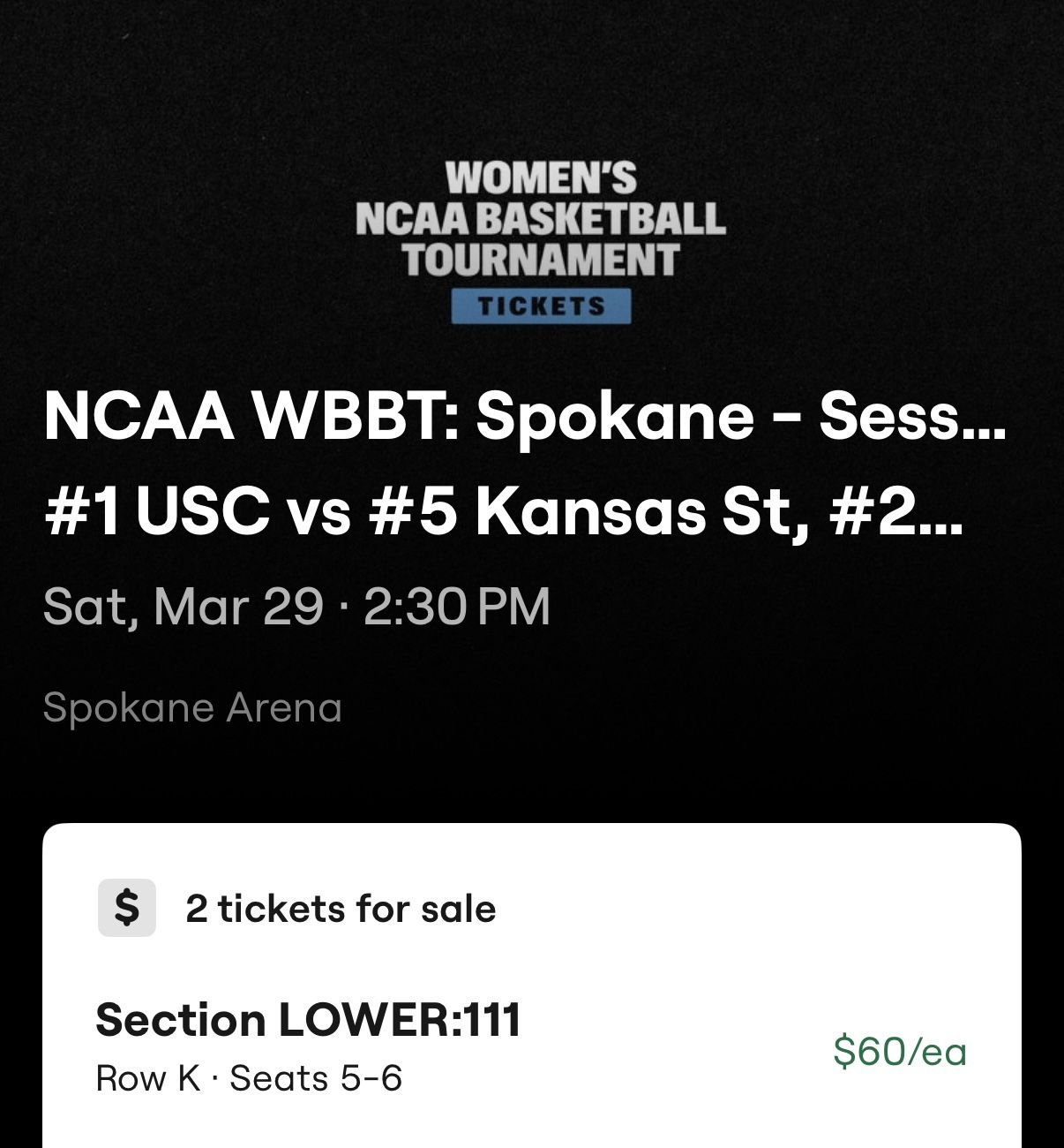 2 March Madness Tix