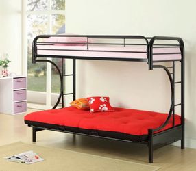 C-Shape Twin / Futon Metal Bunk Bed & mattress