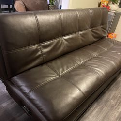 Black Leather Futon (DELIVERY)