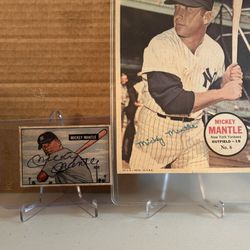 1951 MICKEY MANTLE BOWMAN ROOKIE CARD AND 1967 PIN UP  