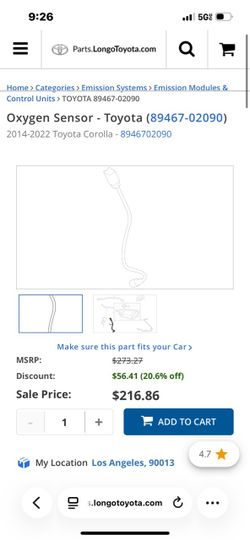 Oxygen sensor 2014-2022 Corolla