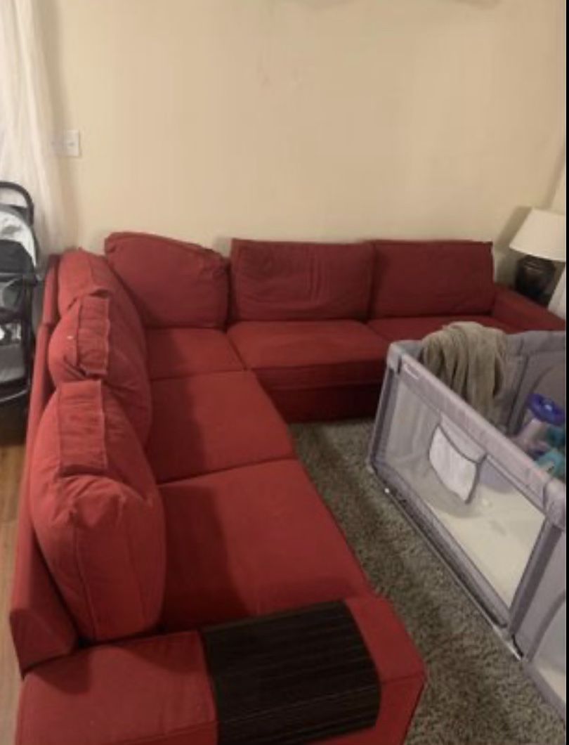L Shaped Couch Red IKEA
