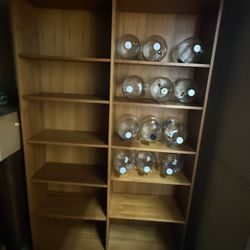 Wooden Double Bookshelf Teak Veneer