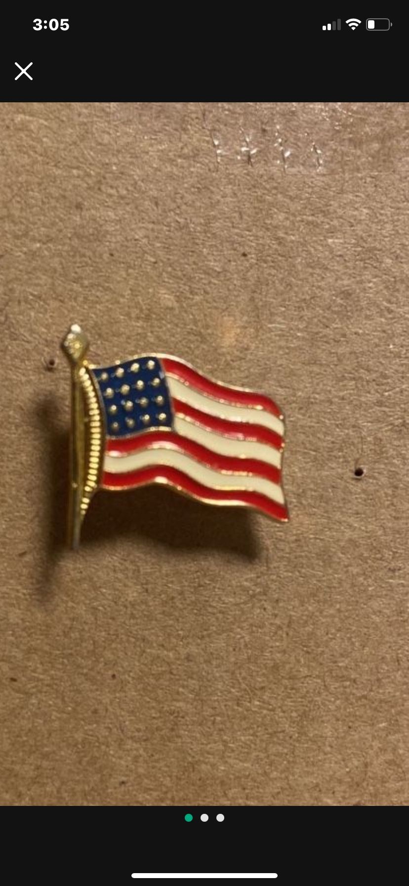American Flag Enameled Lapel Pin Pinback