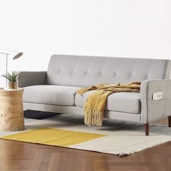 Mellow Adair Mid-Century Modern Light Grey with Armrest Pockets