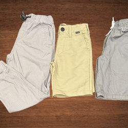 BUNDLE OF 3   . 1 HURLEY SHORT 1PLLUG GREY PANTS. 1 CAT & JACK SHORTS.