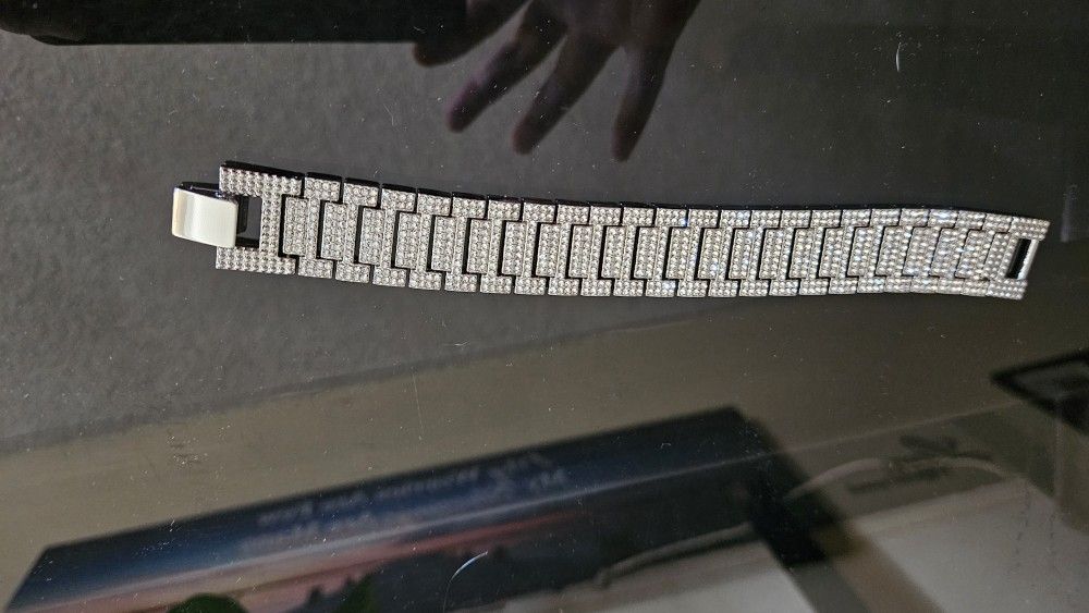 Mens Stainless Steel Iced Out Bracelet 
