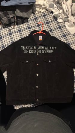 AWFUL LOT OF COUGH SYRUP. CORDUROY DENIM JACKET.