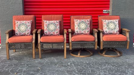 4 PATIO FURNITURE CHAIRS - 2 ROCKING 2 STATIONARY CHAIRS by HAMPTON BAY - delivery is negotiable