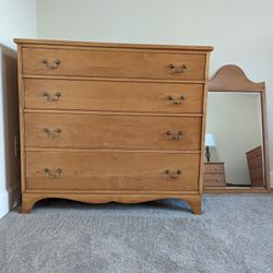 Dresser with mirror, Solid Maple Wood