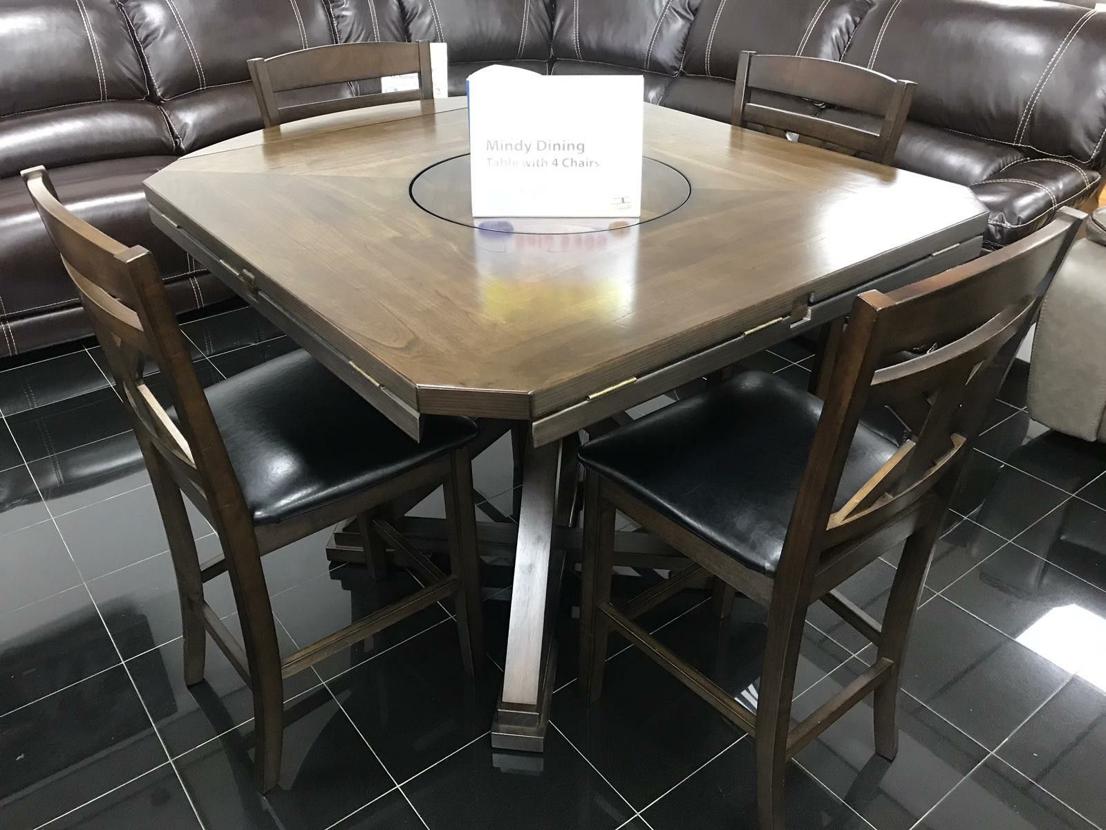 Mindy Brown Dining Table with 4 Chairs ONLY $399. NO CREDIT CHECK FINANCING