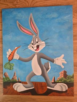 Painting of Bugs Bunny holding carrot