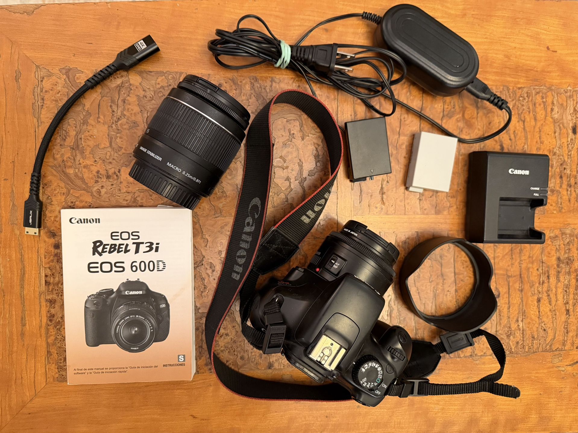 Canon EOS Rebel T3i DSLR Camera + 18–55mm Lens + Accessories