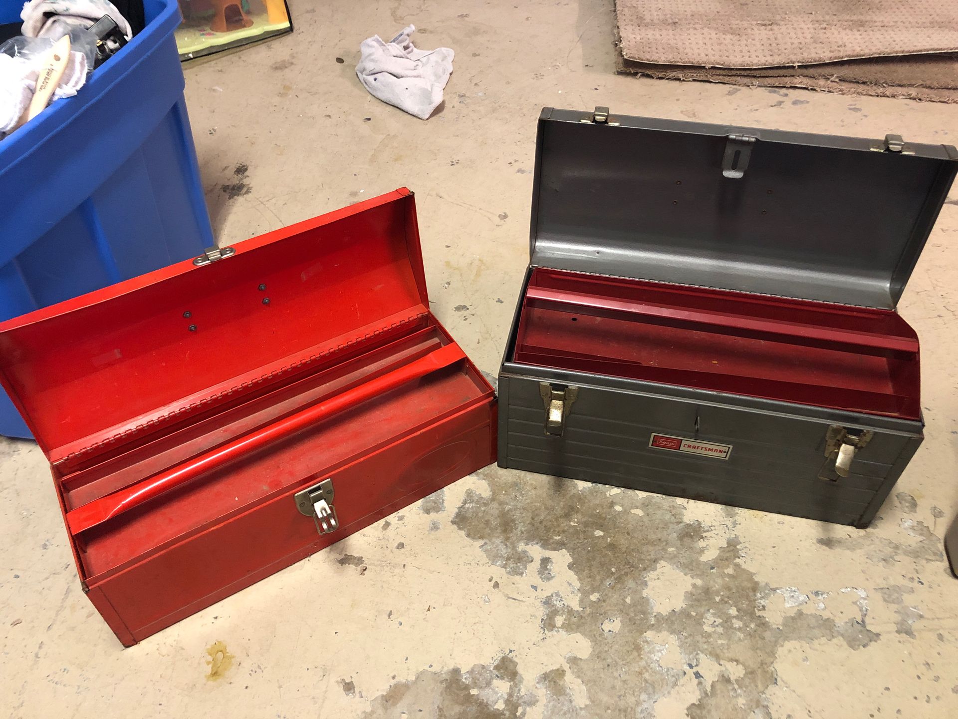 2 Metal Toolboxes Tool Box - 1 is a craftsman 18 & 19 inches long