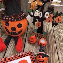 Halloween Pumpkin Decorations, Candy Dish, Candle Holders, Cup