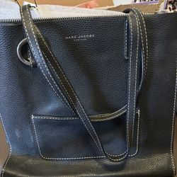 Marc Jacobs Large Black Leather Tote Bag