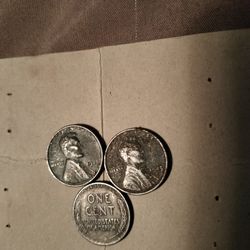 3 Steel Pennys Year 1943 Magnetic.  $60